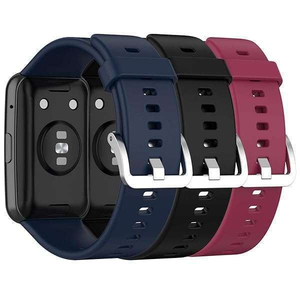 TenCloud Bands for Huawei Watch Fit - Stylish Wristbands for Men & Women (Black, Wine Red, Navy Blue)