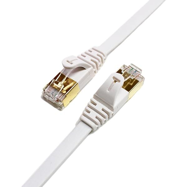 Tera Grand 12FT CAT7 10Gbps Ethernet Cable - Ultra Flat, Gold Plated RJ45, Faster than CAT6a, Ideal for Modem & Router