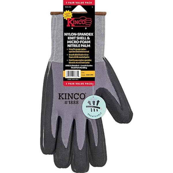 Buy Kinco Men's Gray Palm Gloves - 3 Pairs for Indoor/Outdoor Use | Acme Sponge Company