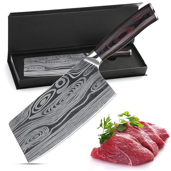 Ultra Sharp 7-Inch Meat Cleaver Knife - High Carbon Stainless Steel with Ergonomic Handle for Butchers