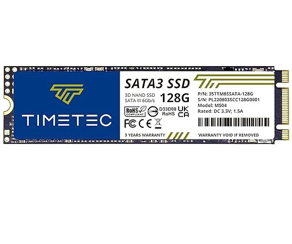 Timetec 128GB SSD M.2 2280 - 3D NAND SATA III, 550MB/s Read Speed, Ideal for PC & Laptop Upgrade