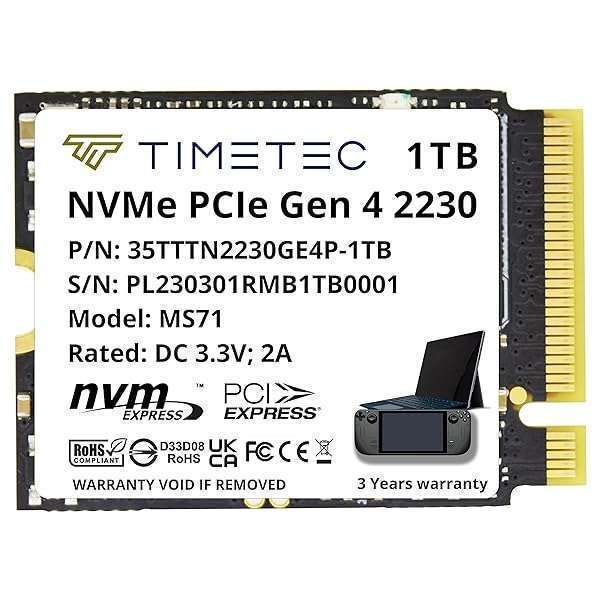 Timetec 1TB M.2 2230 NVMe SSD: 5,100 MB/s for Steam Deck, ASUS ROG, Surface Pro & Mini PCs
