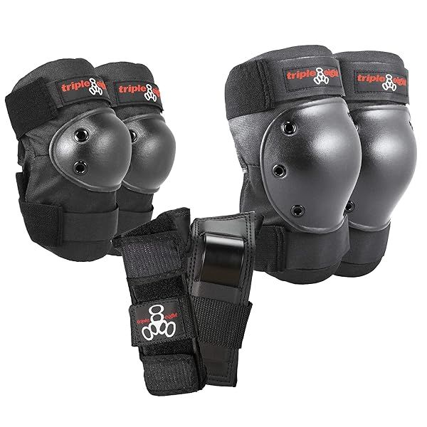 Triple Eight Saver Series Pad Set - Medium Black Kneesavers, Elbowsavers & Wristsavers for Ultimate Protection