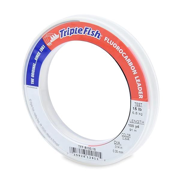Triple Fish 15 lb Fluorocarbon Leader Fishing Line - Clear 0.35 mm, 100 yd for Superior Strength & Stealth