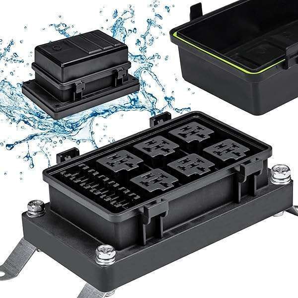 True Mods 12V DC Waterproof Relay Box - 6 Bosch Style Relays & ATC/ATO Fuse Holders for Cars & Marine Use