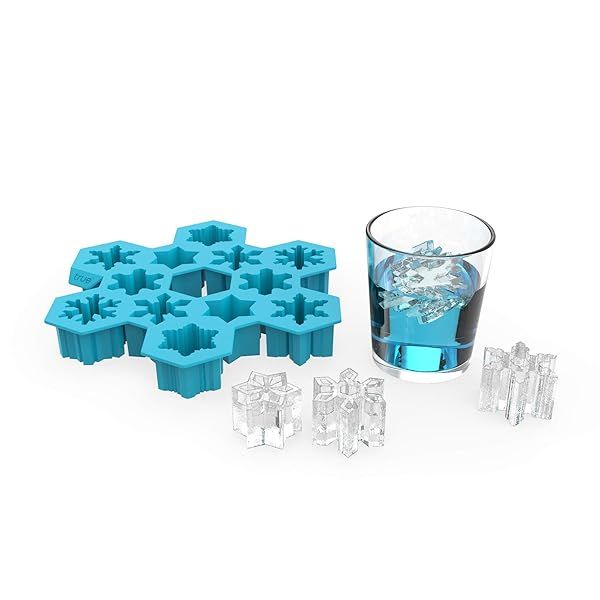 TrueZoo Snowflake Silicone Ice Cube Tray - Make 12 Fun Snowflake Ice Cubes in Blue | Perfect for Parties!