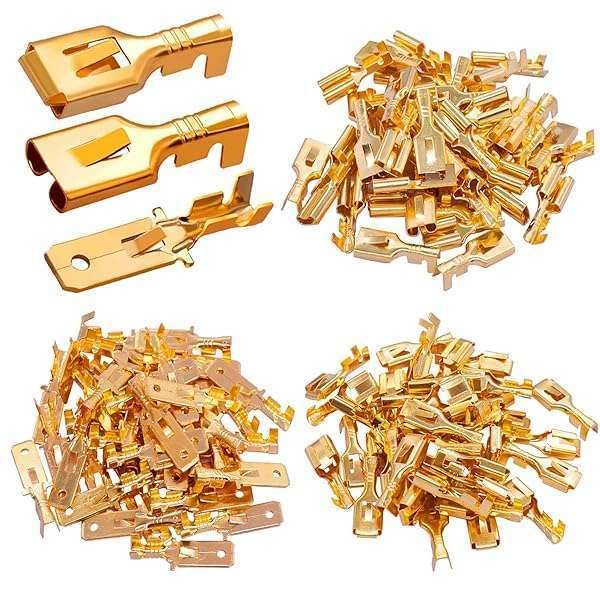 Twidec 150PCS 6.3mm Spade Connectors - Non-Insulated Quick Splice Crimp Terminals for Car Audio & Electrical Wiring