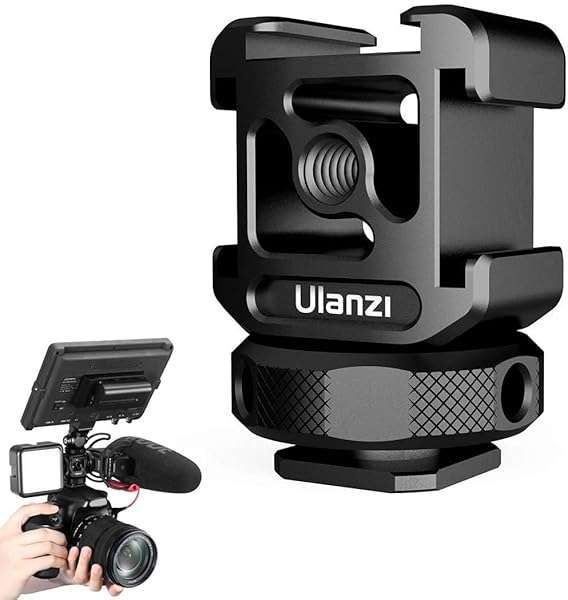 ULANZI PT-12 Hot Shoe Extension Bracket: Triple Cold Shoe Mount for Nikon, Canon, Sony - Ideal for Mics & LED Lights
