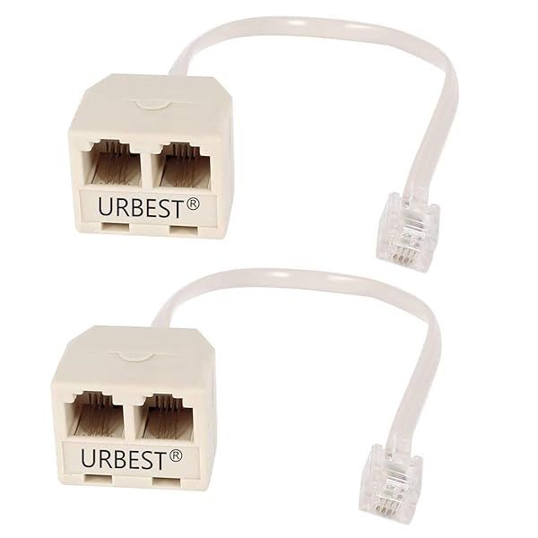 URBEST 2 PCS RJ11 Male to Female Telephone Splitter Converter Cable - Fast & Reliable Connection