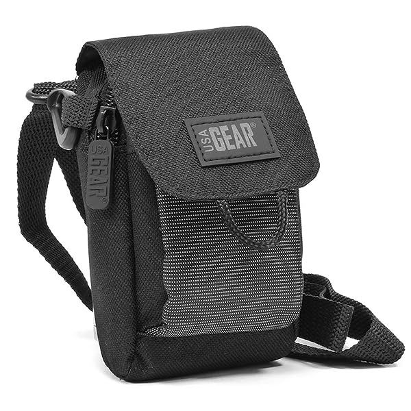 USA GEAR Small Binocular Case - Compact, Weather-Resistant, Fits POLDR, Aurosports & More - Includes Shoulder Strap & Belt Loop