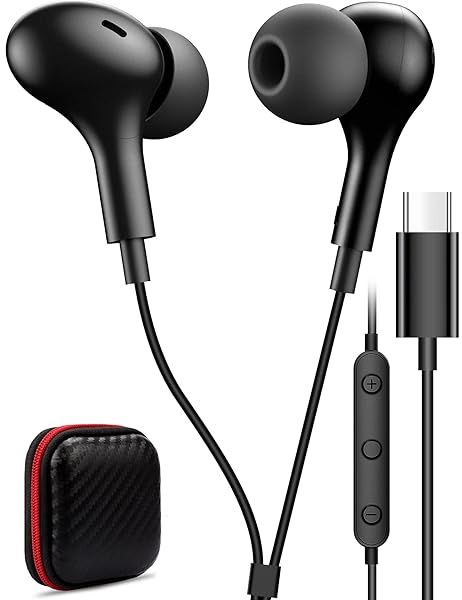 Magnetic USB C Headphones: Noise-Canceling In-Ear Earbuds for Samsung, iPhone & Pixel with Mic & Bass Stereo