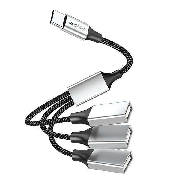 USB C Male to 3 USB Female Adapter - Type C to 3 Type A 2.0 Splitter for MacBook, iPad Pro, Surface Go & More