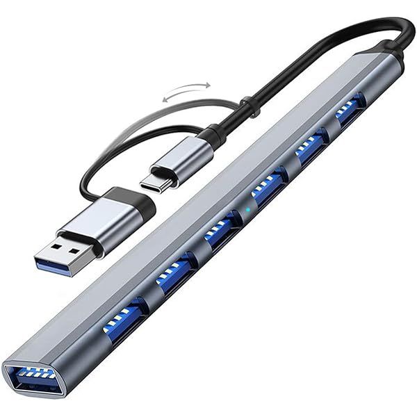 VIENON 7-Port USB Hub 3.0 - Aluminium USB C Hub for MacBook, PS4, PS5, Surface Pro & More