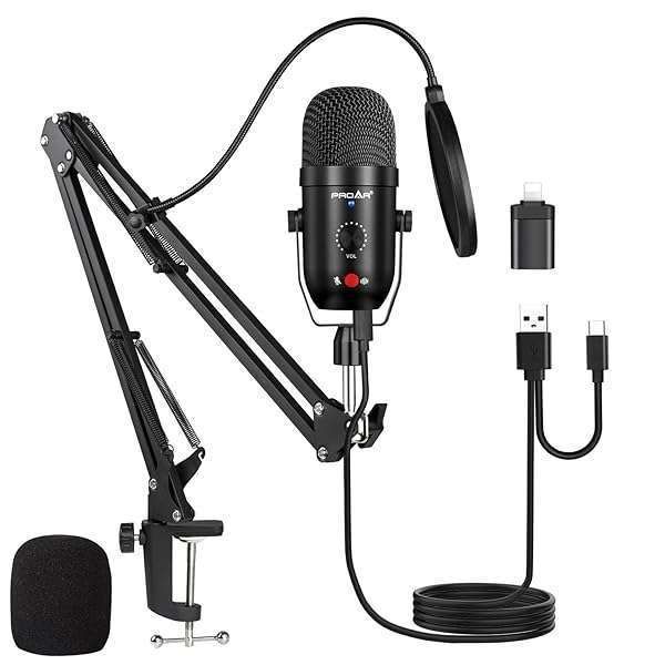 Best USB Microphone for PC & PS4: Cardioid Condenser Kit for ASMR, Streaming, Gaming & YouTube - Noise Cancelling for Laptop & Mac