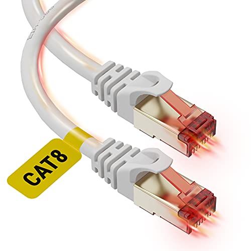 Ultra Clarity Cat 8 Ethernet Cable 3FT 2-Pack - 40Gbps High-Speed, Weatherproof LAN Cable for Router, PC, PS5, Xbox