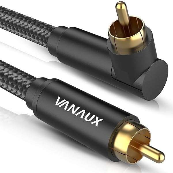 VANAUX 90 Degree RCA Cable: Premium Male to Male Subwoofer Cable for Home Theater, Sound Bar, TV, PS4 & Xbox