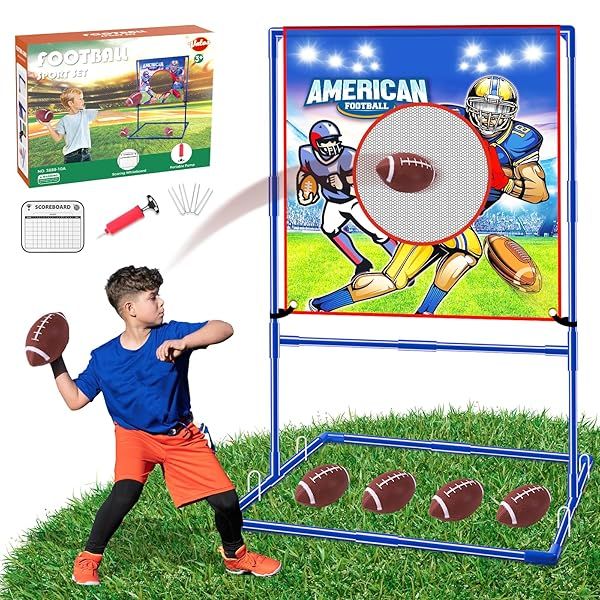 VATOS Football Toss Target Game with 4 Inflatable Footballs for Indoor Outdoor Fun and Family Play for Kids and Adults