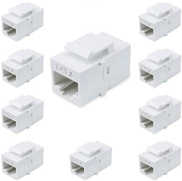 VICTEK Female to Female Cat6 Keystone RJ45 Couplers 10 Pack White for Tablets