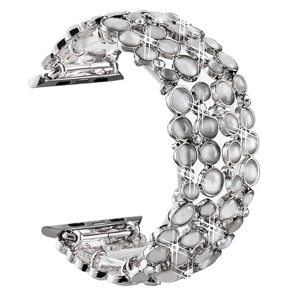 VIQIV Bling Bands for Apple Watch 38mm to 49mm Stylish Diamond Bracelet Metal Jewelry Wristband Strap for Women Silver