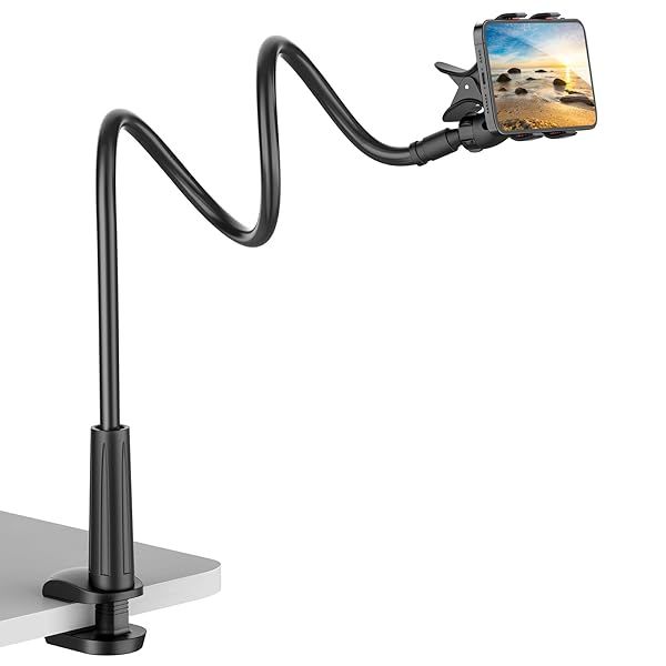 VIVI MAO Gooseneck Phone Holder Flexible Stand for iPhone 13 Pro Xs Max XR 8 7 6 Plus and Other 3.5 to 6.7 Inch Devices Black