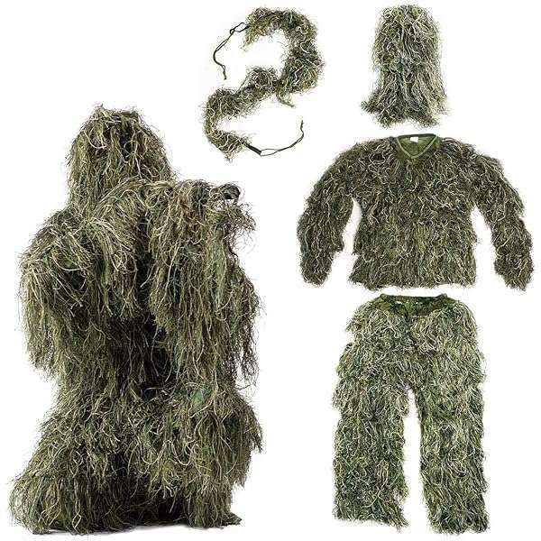 Vivo Ghillie Suit M/L Woodland Camo - Ultimate Camouflage for Hunting & Outdoor Adventures | OUTD-V001M