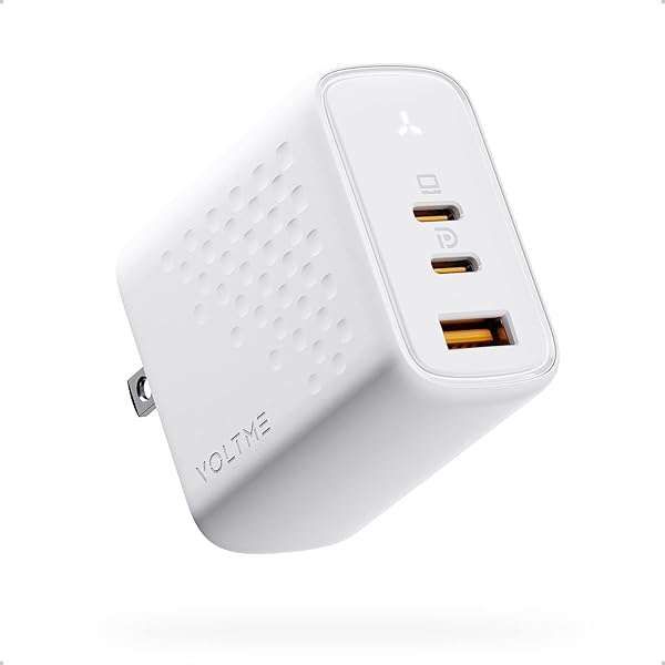 VOLTME 65W USB C Charger: Fast GaN 3-Port Wall Charger for MacBook, iPhone 14, Galaxy S22 & More