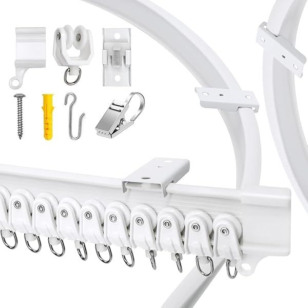 VRSS 3M Flexible Curved Ceiling Curtain Track with Stainless Clips - Ideal for Shower, RV & Room Divider DIY Projects