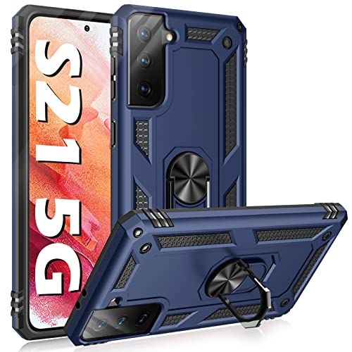 Vaki Case for Samsung Galaxy S21 5G Rugged Heavy Duty Shockproof Kickstand Armor Shell Blue