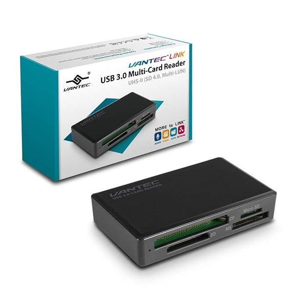 Vantec USB 3.0 Multi-Card Reader UHS-II (UGT-CR615) - Fast SD 4.0 & Multi-LUN Support in Sleek Black Design