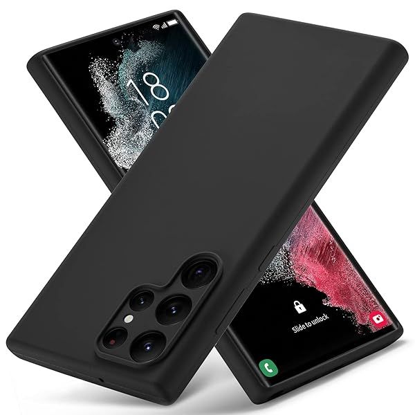 Varikke Samsung Galaxy S22 Ultra Case Liquid Silicone Soft Microfiber Lining Cute Slim Full Camera Protection Cover Black