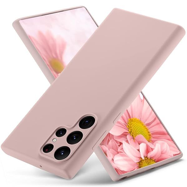 Varikke Samsung Galaxy S22 Ultra Case Liquid Silicone Soft Microfiber Lining Cute Slim Full Camera Protection Cover Sand Pink