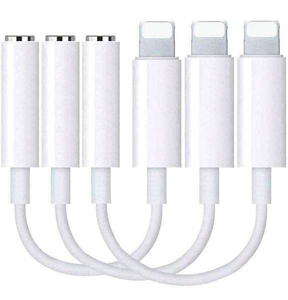 Veetone Lightning to 3.5mm Headphone Adapter - MFi Certified for iPhone 12/11/X/8/7 - 3 Pack Audio Dongle Cable