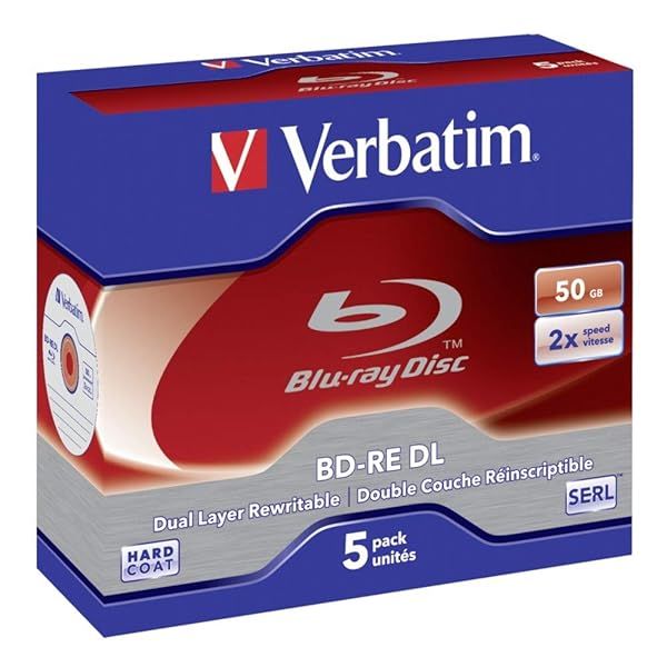 Verbatim BD-R Dual Layer 50GB Blu-ray Discs - 6X Speed, 5-Pack with Jewel Case for High-Quality Storage