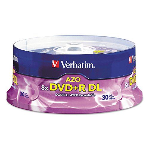 Verbatim DVD+R DL 8.5GB 8X - 30pk Spindle with Branded Surface - High-Quality Silver Discs for Reliable Storage
