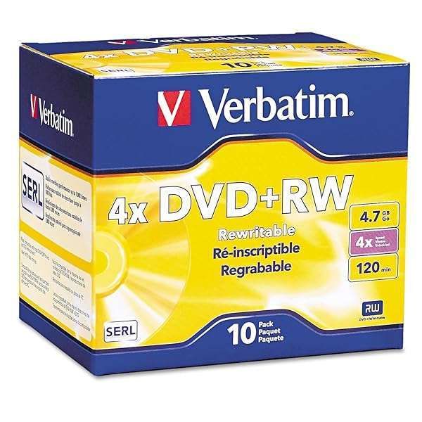 Verbatim DVD+RW 4.7GB 4X Blank Discs - 10 Pack Slim Case for High-Quality Recording