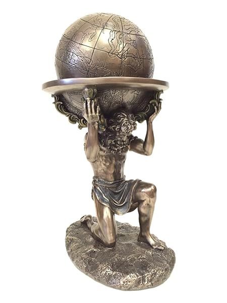 Veronese 9-Inch Greek Titan Atlas Statue - Antique Bronze Cold Cast Resin Decor