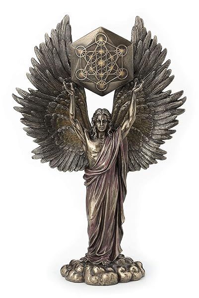 Veronese Design Archangel Metatron Statue: Sacred Geometry Cube Decor for Spiritual Spaces