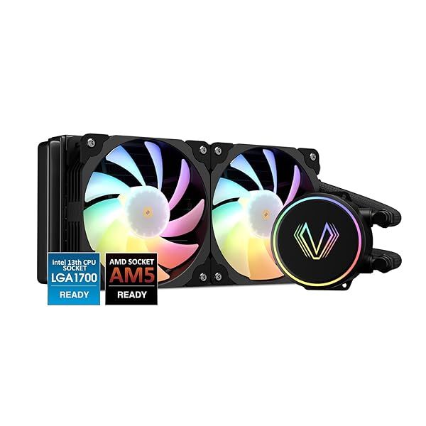 Vetroo V240 Black Liquid CPU Cooler: 240mm RGB AIO for Intel & AMD - 250W TDP, Perfect for Gaming Consoles