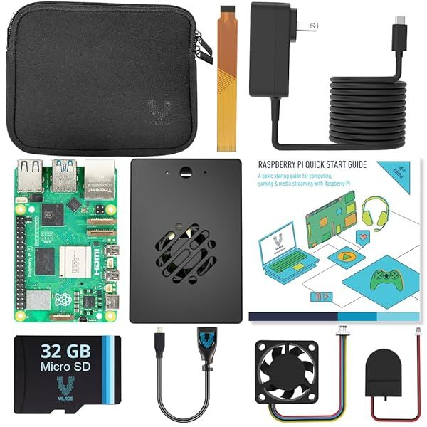 Vilros Raspberry Pi 5 Starter Kit Turbo Cooled Edition 32GB Memory Aluminum Black