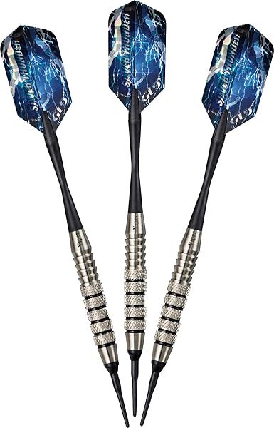 Viper Silver Thunder Soft Tip Darts by GLD Products - 18g Unisex with 5 Knurled Bands, Black Finish