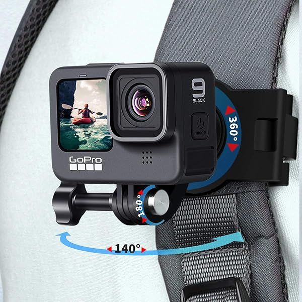 VnoPro GoPro Accessories Backpack Shoulder Chest Strap Clip Mount Adjustable for Hero 10 9 8 7 6 5 4 Black Session Insta 360 DJI Osmo