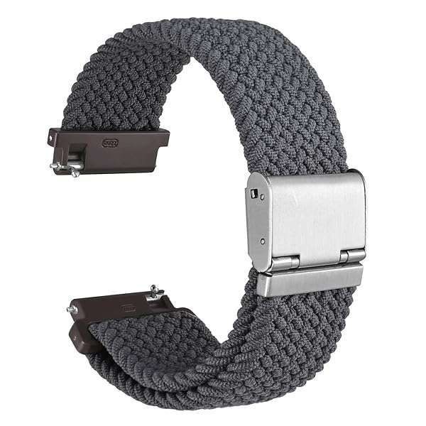 WOCCI 18mm Braided Nylon Watch Band - Quick Release, Grey with Silver Stainless Steel Buckle for Men & Women