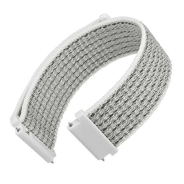 WOCCI 20mm Adjustable Nylon Watch Band - Quick Release Sport Loop Strap in White/Gray