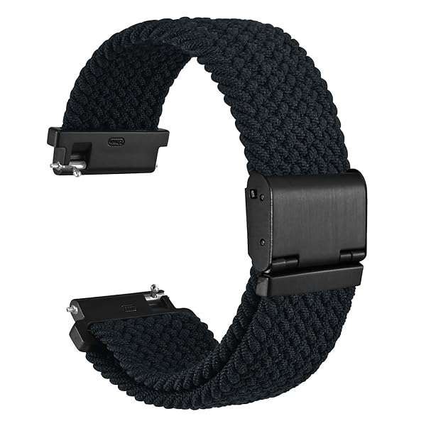 WOCCI 24mm Braided Nylon Watch Band - Quick Release, Black Stainless Steel Buckle for Men & Women