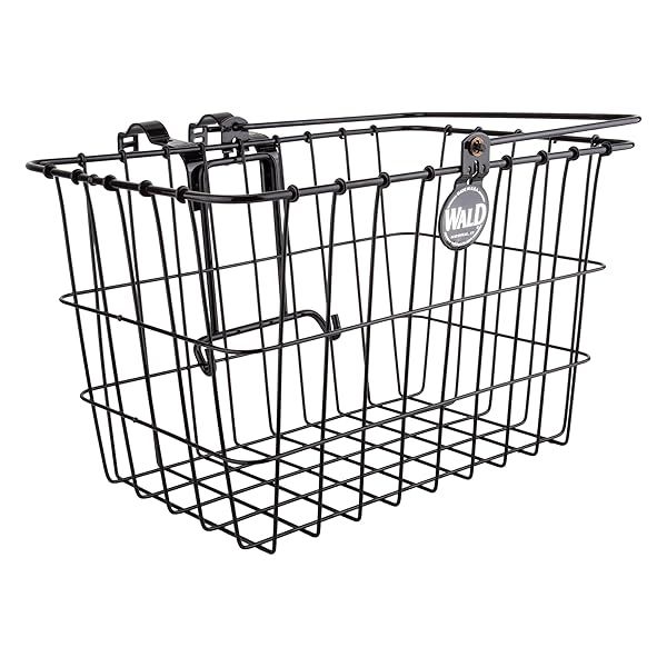 Wald 3133 Front Quick Release Bicycle Basket with Bolt-On Clamp - Durable Black Design (14.5x9.5x9)