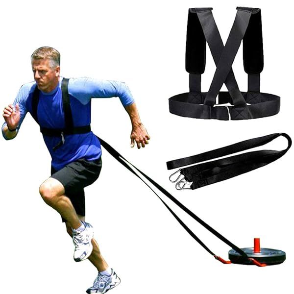 Adjustable Weight Bearing Shoulder Strap & Resistance Bands for Fitness Training | Padded Sled Harness & Tire Pulling Equipment