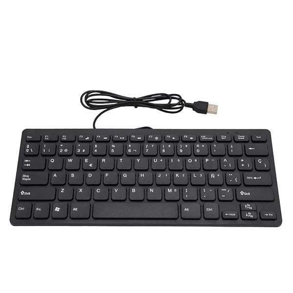 Wendry Mini Wired Keyboard: Ultra-Thin 78 Keys USB for Office & Gaming - Portable Spanish Design