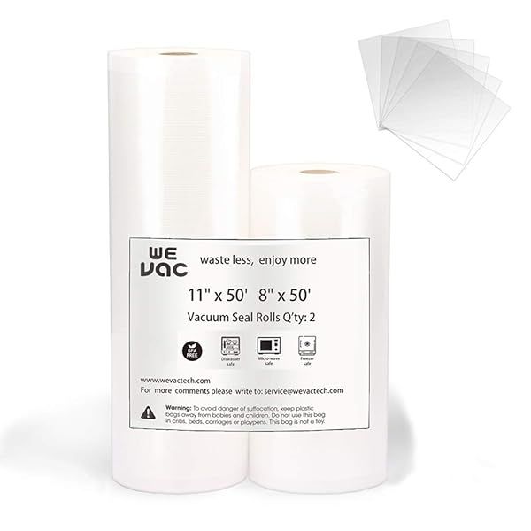 Buy Wevac Vacuum Sealer Bags 8x50 & 11x50 Rolls - BPA Free, Heavy Duty for Food Storage & Meal Prep