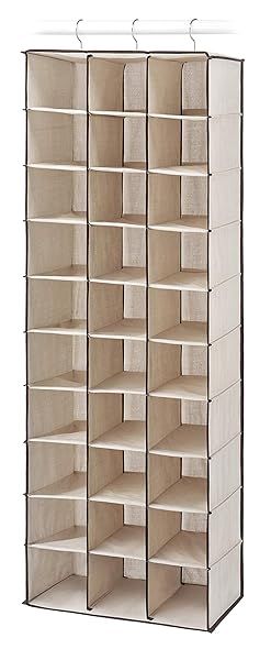 Whitmor 30-Section Hanging Shoe Shelves in Tan - Maximize Closet Space & Organize Shoes Efficiently