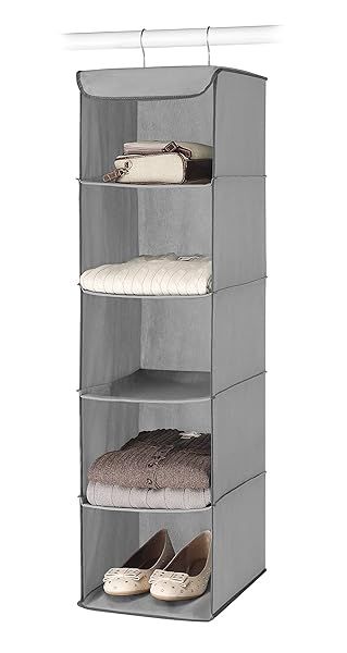 Whitmor 5 Section Closet Organizer: Durable Hanging Shelves with Metal Frame for Efficient Storage